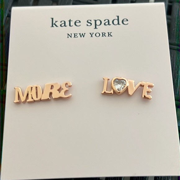 kate spade Jewelry - Kate SPade gold tone rose cubic zirconia more love stud earrings F
